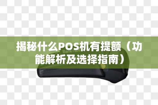 揭秘什么POS机有提额（功能解析及选择指南）