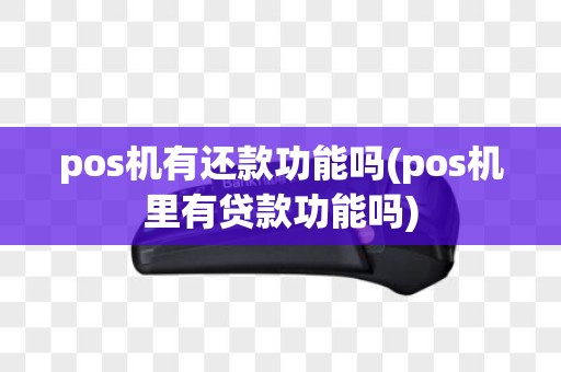 pos机有还款功能吗(pos机里有贷款功能吗)