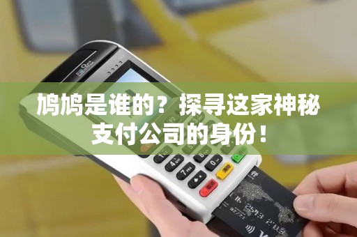 鸠鸠是谁的？探寻这家神秘支付公司的身份！