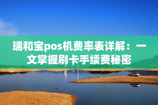 瑞和宝pos机费率表详解：一文掌握刷卡手续费秘密